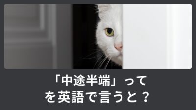「中途半端」「生半可」って英語でなんと言う？使える英語表現！