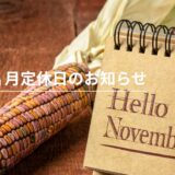 11月定休日のお知らせ（11/1 – 11/2）